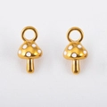 304 Edelstahl Pilz-Anhänger mit Vergoldung und weißen Emaille-Punkten - Goldkappe Weißer Pilz / 20x10mm (1 Stück/Packung) / Weiß