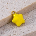Cute yellow star pendant in enamel finish with gold-plated stainless steel loop - Star Yellow (11x13.5mm)
