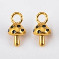 Goldener Edelstahl-Pilzanhänger mit schwarzen Punkten für DIY-Schmuckherstellung - Goldkappe Schwarzer Pilz / 20x10mm (1 Stück/Packung) / Schwarz