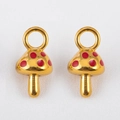304 Edelstahl Gold Pilz Anhänger mit roten Emaille Punkten für DIY Schmuckdesign - Goldkappe Roter Pilz / 20x10mm (1 Stück/Packung) / Rot
