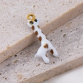 Cute giraffe pendant in 304 stainless steel with white and brown enamel finish - Giraffe White (14x25mm)