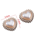 Golden heart button with pearl and rhinestones for DIY crafts and accessories - Heart 2.5x2.3cm