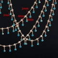 Golden copper tassel chain with blue and white rhinestones for DIY jewelry making - 1 Meter/Pack / Blue Rhinestone - KC Gold