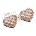Golden heart-shaped pearl and rhinestone accessory button, 2.5cm by 2.1cm size - Heart 2.1x2.5cm