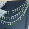 Silver alloy fringe chain featuring vibrant green round rhinestones for jewelry making - 1 Meter/Pack / Green Rhinestone - Silver