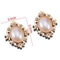 Vintage gold geometric decorative buttons with pearls and rhinestones 3.1cm - Oval 2.5x3.1cm