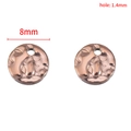 8mm rose gold stainless steel round disc pendant with hammered texture for DIY jewelry - 8mm / Rose Gold