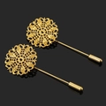 Exquisite gold hollow peacock feather filigree brooch pin accessory for DIY vintage jewelry - Flower Diameter 25mm / Gold