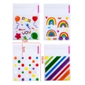 7x10cm transparent self-adhesive bags with colorful patterns for candy and gift packaging - Rainbow Mixed - Small