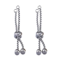 Adjustable silver stainless steel box chain slider for DIY jewelry making and bracelets - 50mm Steel Color