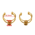 Base per anello regolabile in acciaio inox dorato 304 con doppi castoni da 4mm e 6mm - Vassoio 4mm / Oro