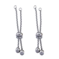 Adjustable stainless steel box chain bracelet component with silver slider bead - 55mm Steel Color