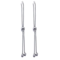 Adjustable stainless steel box chain bracelet with slider bead and polished silver finish - 110mm Steel Color