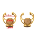Base per anello regolabile in acciaio inox placcato oro 18k con doppio castone - Vassoio 10mm / Oro