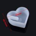 Translucent heart-shaped silicone mold for DIY resin crafts with 66mm x 60.5mm dimensions - Heart / 60mm (1 Piece/Pack)