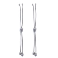 Adjustable silver stainless steel box chain slider bead jewelry component for DIY bracelets - 120mm Steel Color