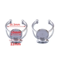 Base per anello regolabile in acciaio inossidabile 304 argento con castone da 10mm - Vassoio 10mm / Colore acciaio