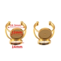Base anello regolabile in acciaio placcato oro 18k con doppi castoni da 12mm e 14mm - Vassoio 12mm / Oro