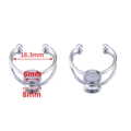 Base anello regolabile in acciaio 304 argento con castoni doppi da 6mm e 8mm - Vassoio 6mm / Colore acciaio