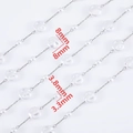Silver stainless steel chain with 8mm white faux pearls and small beads for DIY jewelry - 0.5 Meters/Pack / Style 01 Steel Color