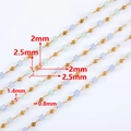 Goldene Perlenkette mit hellblauen und grünen quadratischen Kristallen für DIY-Schmuck - [0,5m/Packung] / 2mm-Hellviolett Cyan