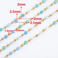 2mm Goldperlen und 2,5mm hellblaue Kristallwürfelkette für DIY-Schmuckherstellung - [0,5m/Packung] / 2mm-Blaugrün
