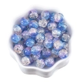 Blau-violette 10mm Crackglas Perlen für DIY-Schmuck in einer blütenförmigen Schale - 20 Stk./Packung / Matt Blau Lila