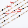 Goldene Edelstahlkette mit facettierten quadratischen Kristallperlen in Schwarz, Weiß, Grau - [0,5m/Packung] / 2mm-Schwarzweiß