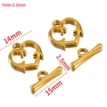Gouden hartvormige toggle sluiting van roestvrij staal met patronen voor DIY sieraden maken - Hartvorm / 14mm Dia/2.5×15mm (Set van 3) / Goud