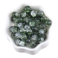 10mm green and white cracked glass beads for DIY jewelry making displayed in a bowl - 20 Pieces Set / Cyan Glaze