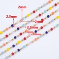 Bunte Mischperlenkette mit goldenen Rundperlen und 2mm quadratischen Kristallperlen für DIY-Schmuck - [0,5m/Packung] / 2mm-Mehrfarbig