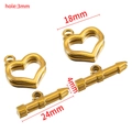 Gouden hartvormige roestvrijstalen OT-sluiting set voor DIY sieraden en armbanden - Grote Hartvorm / 18mm Dia/4×24mm (Set van 3) / Goud
