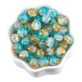 Blue and amber 10mm ice crackle glass beads in a white bowl for DIY jewelry making - 20 Pieces Set / Blue and Amber Mix