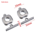 Gepolijste rvs hart OT-schakelsluiting voor DIY-sieraden met afmetingen in zilverkleur - Vierkant / 15mm Dia/2.2×21mm (Set van 3) / Staalkleur