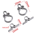 Chiusura OT a cuore in acciaio inossidabile argento antico con misure dettagliate - Goccia Vintage / 15×23mm/10×22mm (Set di 3) / Colore acciaio