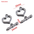 Set di chiusure a levetta OT a cuore in acciaio inossidabile lucido per gioielli DIY - Grande Forma di Cuore / 18mm Dia/4×24mm (Set di 3) / Colore acciaio