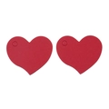 Pair of red heart-shaped gift tags with pre-punched holes made of matte paper - Red