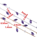 DIY copper chain with purple marquise crystal pendants in gold and silver finishes - 【1 Meter / Pack】 / Lavender Rhinestone-KC Gold
