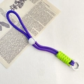 Cordino per cellulare intrecciato regolabile in viola scuro e verde neon con anello in metallo - Fibbia Viola Scuro Bianco