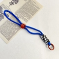 Cinturino per telefono in treccia blu e rossa con anello in metallo e fibbia a scorrimento - Fibbia Blu Klein Marrone