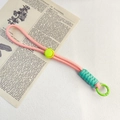 Cordino per cellulare regolabile a tracolla in paracord intrecciato rosa e verde - Fibbia Rosa Carne Ciano