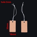 Brown kraft paper tag with 3mm hole and white elastic string size 35x18mm - 18*35mm / 50 Pieces / Kraft Paper Color