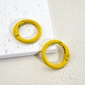 Pair of bright yellow 24mm round alloy spring snap hooks for bags and DIY crafts - Yellow