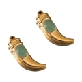 Horn shaped stainless steel gold pendant with oval green gemstone inlay for DIY necklace - Single Item / Light Green