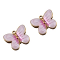 Ciondolo a farfalla in smalto marmorizzato rosa e bianco con bordo dorato DIY - Ciondolo A Farfalla / Riempimento in smalto / Rosa