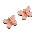 Ciondoli a farfalla in acciaio inossidabile dorato con smalto rosa e bianco per gioielli - Ciondolo A Farfalla / Riempimento in smalto / Arancione