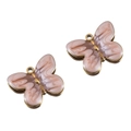 Ciondolo farfalla in smalto marmorizzato rosa e metallo dorato per gioielli DIY - Ciondolo A Farfalla / Riempimento in smalto / Marrone