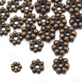 Antique bronze flower-shaped metal spacer beads for DIY jewelry and bracelet making - 4mm / Bronze
