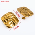 Boucles d'oreilles carrées dorées de 27mm avec motif tissé poli pour femmes élégantes - Grand Style Carré Tissé (Or)