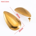 Boucles d'oreilles goutte dorées en acier poli, variante de 40 mm pour femmes - Style Larme Poli (Or)